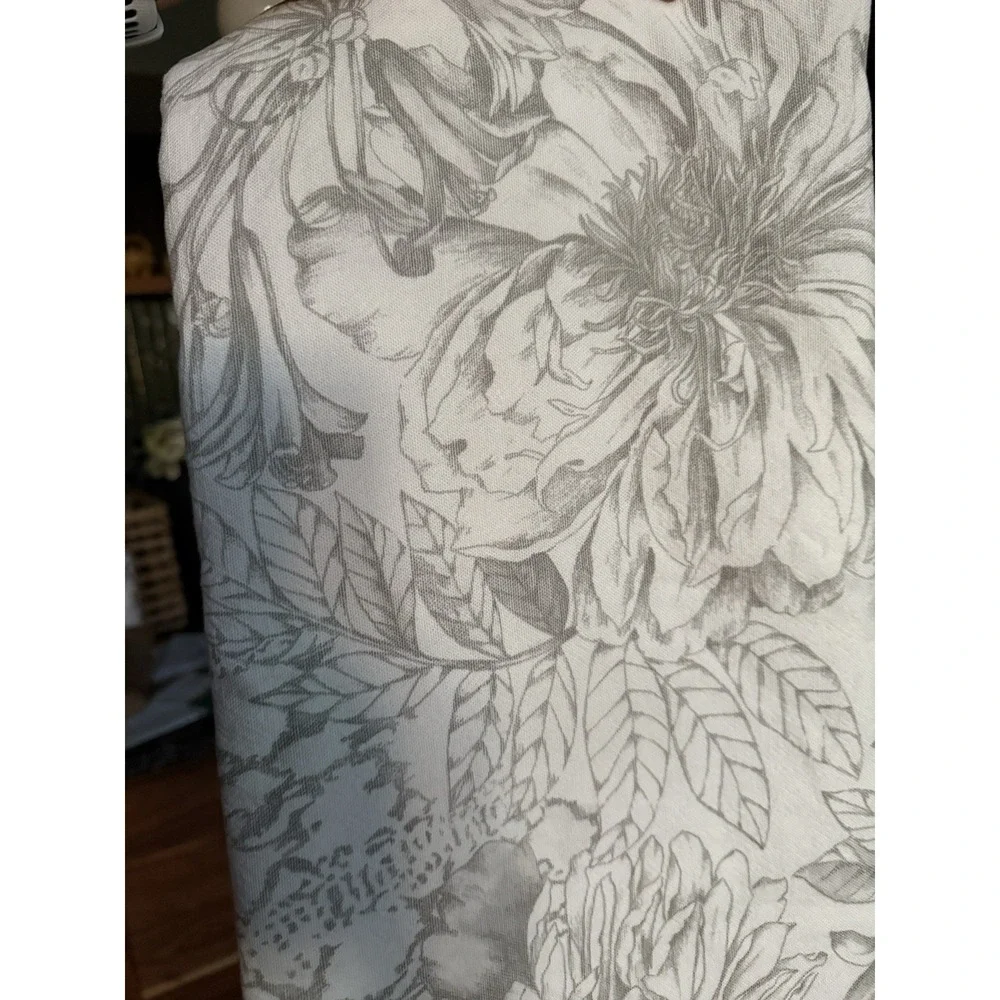 RARE IKEA Alvine Lander Curtains 100% Cotton Grey Floral Toile 4 Panels 40